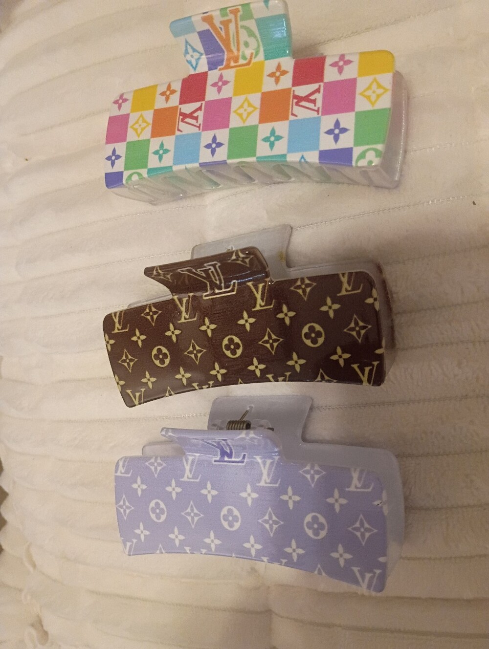 3 Hair Clips, Monogram